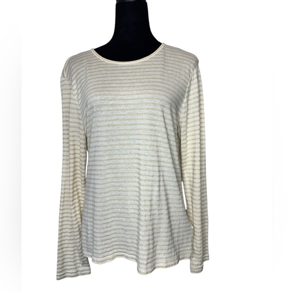 Ralph Lauren Striped Long Sleeve Top Cream - Picture 3 of 9